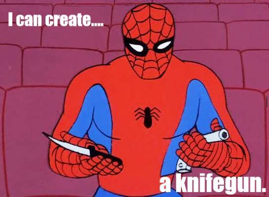 spidey meme knifegun More Of The 1960s Spidey Meme