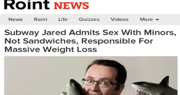 News From Our Sister Site: Subway Jared Admits Sex With Minors, Not Sandwiches, Responsible For Massive Weight Loss