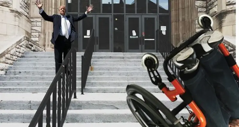 Donald Trump Experiences Singularity With God After Pushing Paraplegic Inner-City Child Down Flight Of Stairs