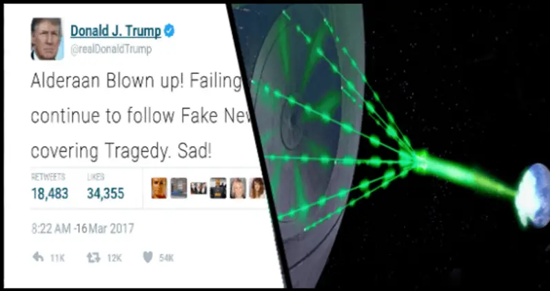 President Trump Tweets About Alderaan Terror Attack Morning After Star Wars Airs On TBS
