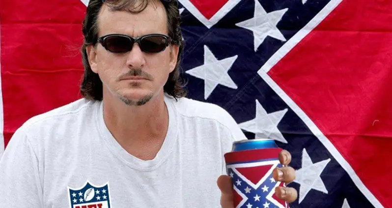 Man Holding Confederate Flag Beer Koozie Finds NFL Protests Disrespectful To Flag