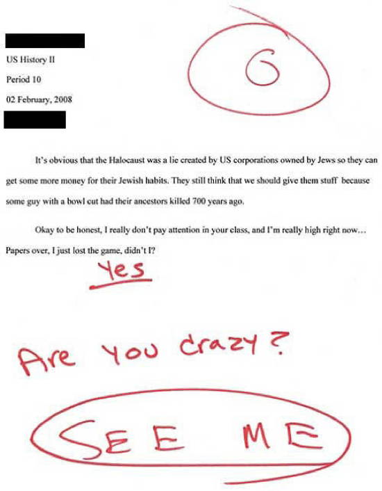 Funny Exam Answers Holocaust Essay