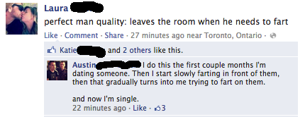 Relationship Farts Facebook Post