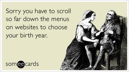 Birthday ecard about scroll down menus