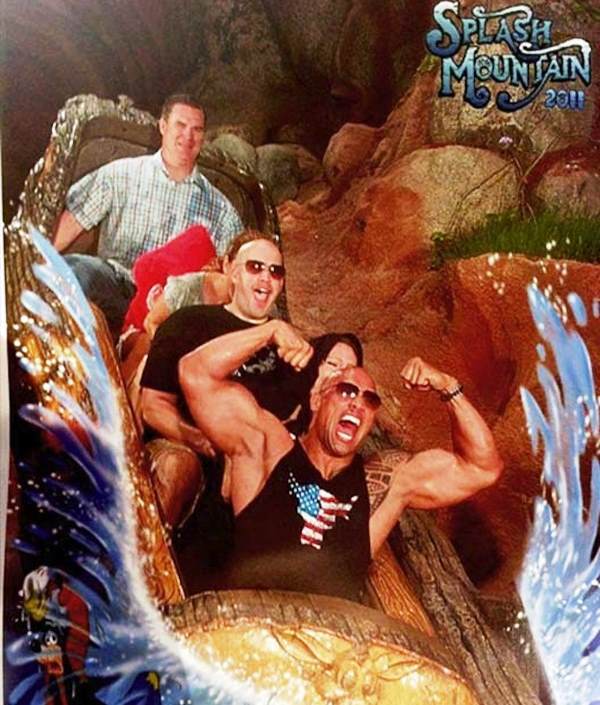 The Rock Riding A Roller Coaster