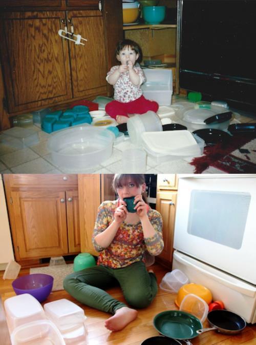 Recreated Childhood Photos Kitchen