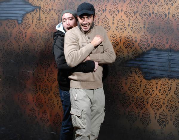 Bros Hug At A Haunted House