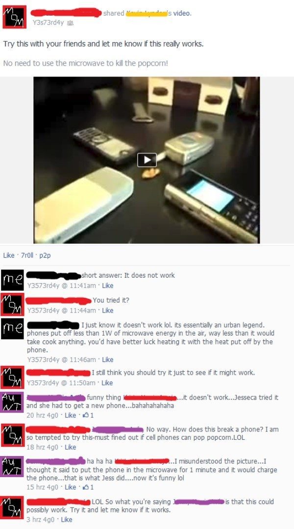 Dumbest Things On Facebook Microwave Your Phone