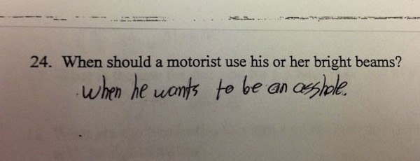 Genius Test Answers High Beams