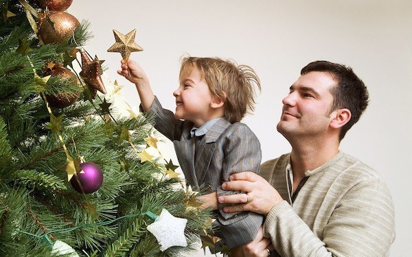 Father and son on Christmas