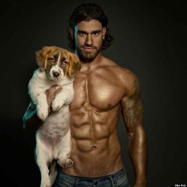 Shirtless Men With Baby Animals