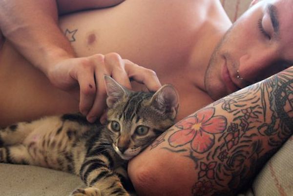 Cute Guy With Kitten