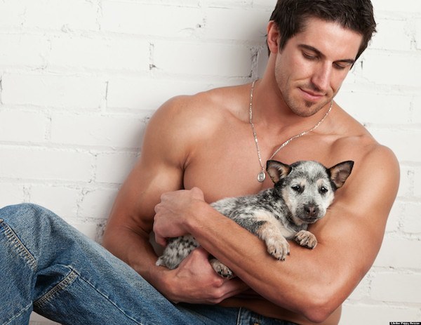 Shirtless Men With Baby Animals