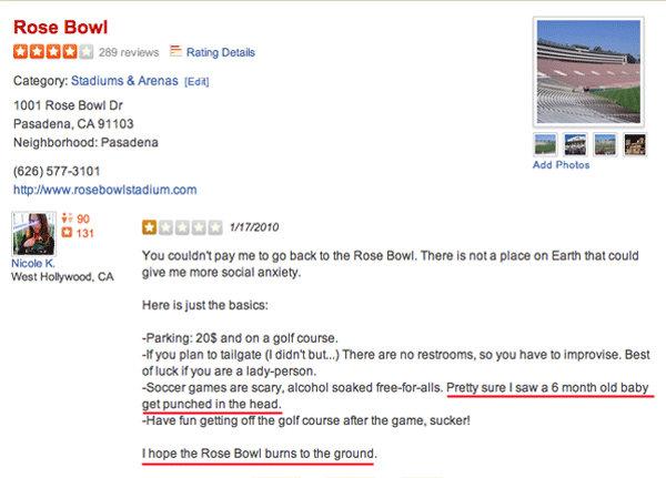 Rose Bowl Yelp Reviews