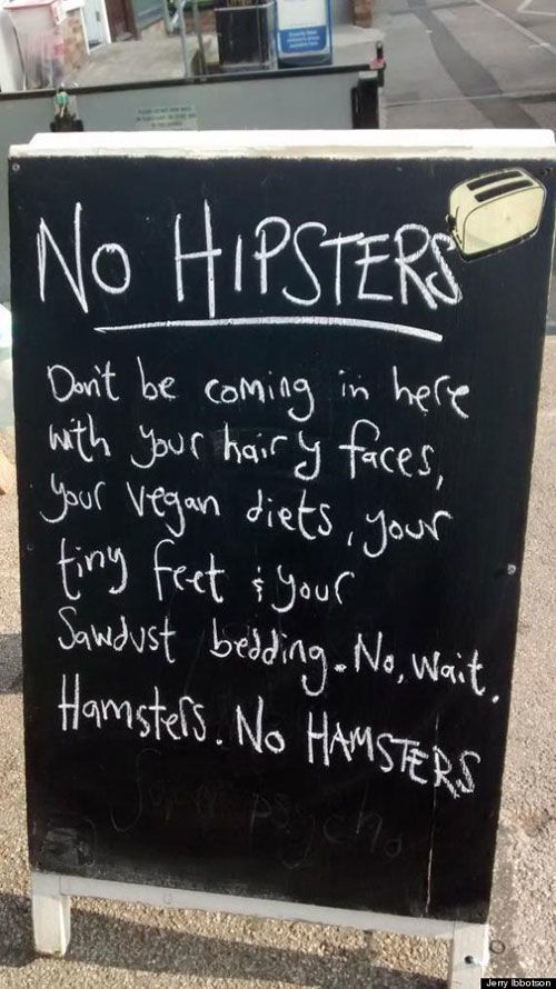 No Hamsters Chalkboard Sign