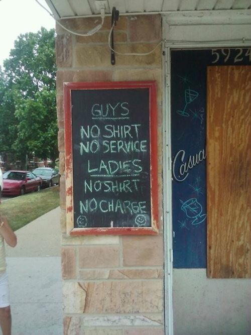 No Shirt No Charge