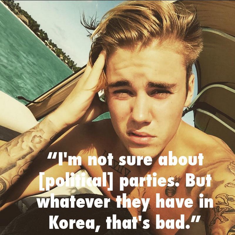 Justin Bieber Dumb Politics