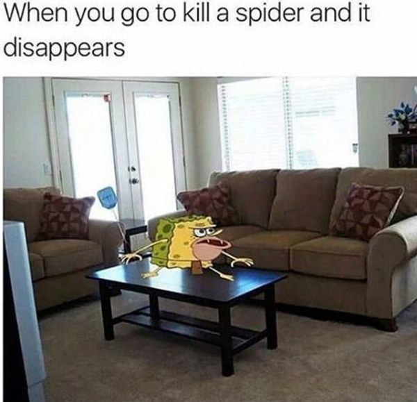 Caveman Spongebob Killing A Spider