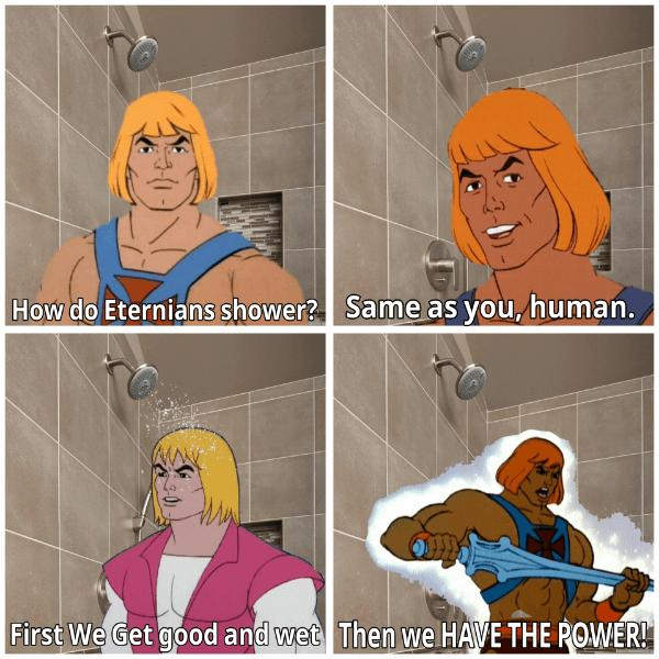 He Man Bathing