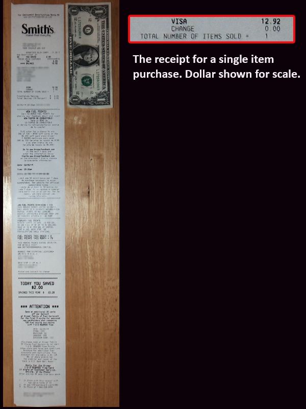 Single Item Receipt