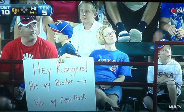 Hit My Bother Funny Sports Signs