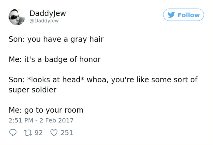 Parenting Tweets Gray Hair