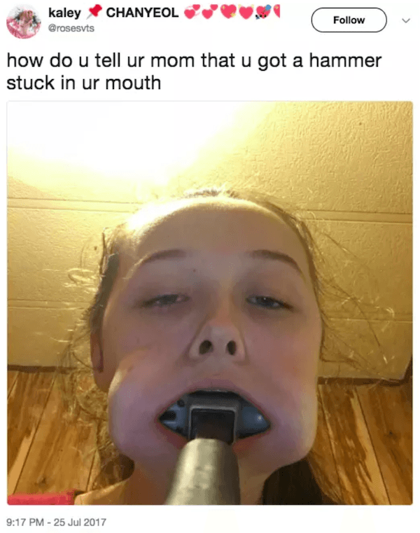 Teen Tweets Hammer Mouth